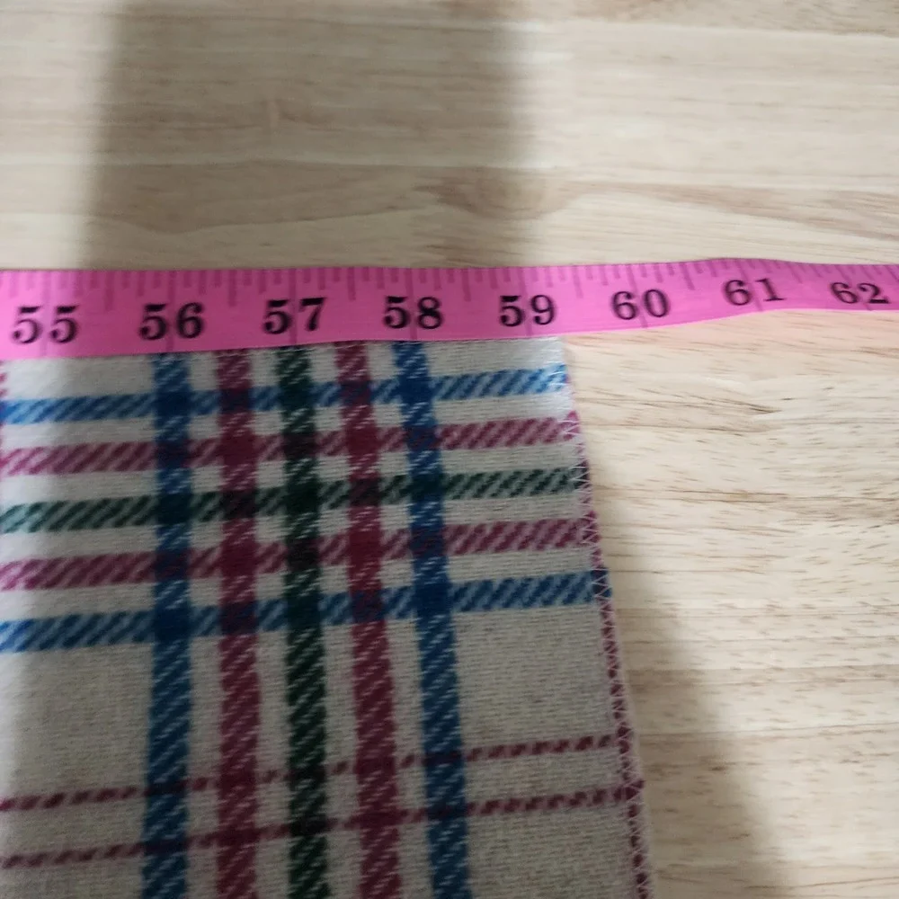 Woolrich Vintage Plaid Wool Blanket Cream Blue Green Red Made in USA 60x59
